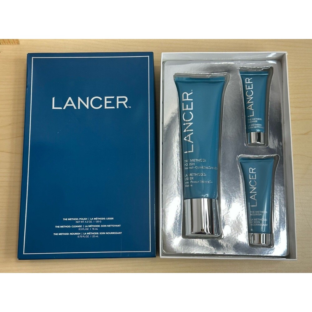 Lancer The Method 3 Step Polish, Cleanse & Nourish 3 Piece Kit New